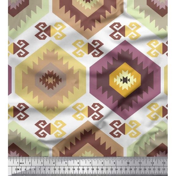 Soimoi Cotton Jersey Fabric Aztec & Ikat Kilim Print Sewing Fabric Yard 58 Inch Wide