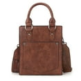 thumbnail image 6 of Wrangler Embossed Crossbody Bag for Women Top Handle Fringe Handbags and Western Mini Tote, Brown, 6 of 7