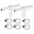thumbnail image 1 of Accesorios para espiga de manguera de acero inoxidable 304 Unique Bargains, conector en T de 3 vías de 35/64" para aire, agua, aceite, gas, combustible, 1 juego tono plateado, 1 of 1