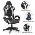 thumbnail image 2 of Bigzzia High-Back Gaming Chair PC Office Chair Computer Racing Chair PU Desk Task Chair Ergonomic Executive Swivel Rolling Chair with Lumbar Support for Back Pain Women, Men (White), 2 of 6