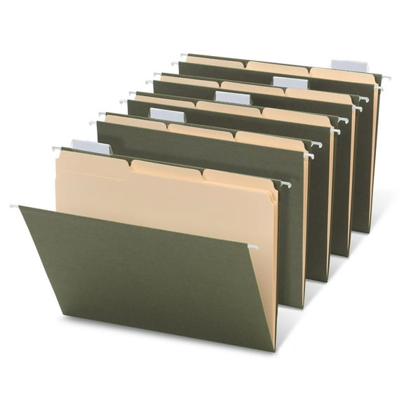 Office Depot Hanging File Folder/File Folder Combo Kit, 3/4in Expansion, Letter Size, 100% Recycled, Manila/Standard Green, pk Of 37, OD1225