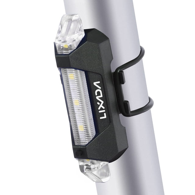 Lixada USB Rechargeable Bike Tail Light with 4 Modes, Compact Design for Night Cycling, Weatherproof and Durable, Easy Installation with Rubber Rings, White