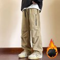 thumbnail image 2 of SRZYMJ Men's Fleece Lined Cargo Pant Casual Trousers For Men Thermal Soft Warm Relaxed Fit Everyday Outdoor Comfort Pants, 2 of 4