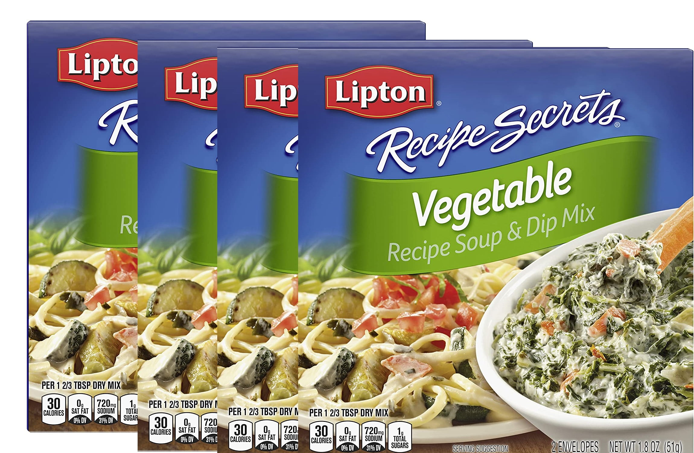 Lipton Recipe Secrets Soup and Dip Mix, Vegetable 1.8 oz, Pack of 4