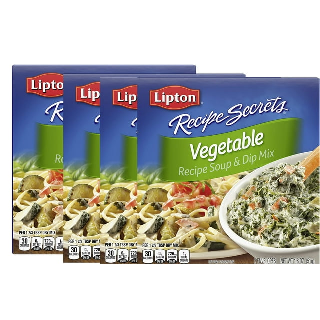 Lipton Recipe Secrets Soup and Dip Mix, Vegetable 1.8 oz, Pack of 4