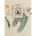thumbnail image 4 of Elippeo Toddler Boy Fall Outfits Cartoon Excavator Letter Print Long Sleeve Sweatshirt and Solid Color Pants 2 Pcs Set  6 12 18 24 Months 3 Years, 4 of 9