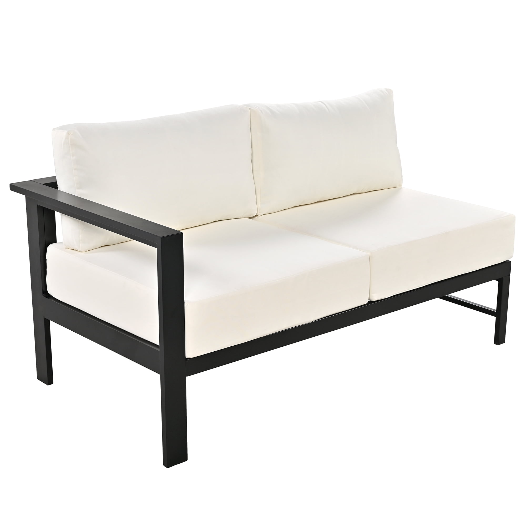 Harper & Bright Designs Outdoor Patio Furniture Set L-Shaped Aluminum Sectional Sofa All-Weather Patio Conversation Set with Cushions for Garden Backyard, White