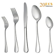 Moxinox 20-Piece Silverware Flatware Cutlery Set, Stainless Steel Utensils Service for 4, Include Knife/Fork/Spoon, Mirror Polished , Dishwasher Safe