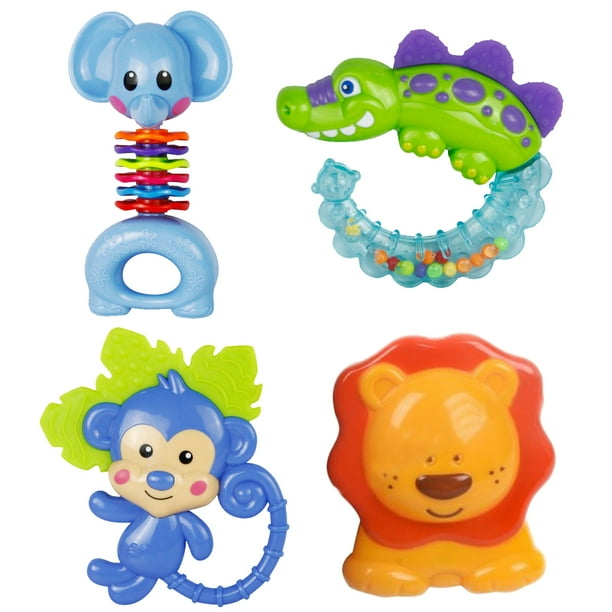 Baby Rattles Teether Toys 4 Pieces Newborn Infant Shaking Rattles Set