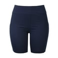 thumbnail image 4 of Women's High Waist Soft Ultra Stretch Yoga Shorts Leggings with 2 Side Pockets Pack of 3 Navy, 4 of 4