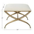 thumbnail image 6 of Uttermost Crossing Contemporary Iron and Fabric Small Bench in White/Gold, 6 of 6