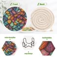 thumbnail image 4 of Yayeee 6 PCS Drink Coasters with Holder Set Woven Absorbent Round Tabletop Hot Pad, Vibrant Dragon Scales Pattern, 4 of 7