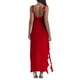 thumbnail image 2 of Vestido largo sin mangas sexy con abertura alta y volantes para mujer, color liso, poliéster y spandex, XS-L-XL, 2 of 5