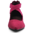 thumbnail image 3 of Ollio Women's Faux Suede Elastic Ankle Strap Pointed Toe Ballet Flats F167, 3 of 6