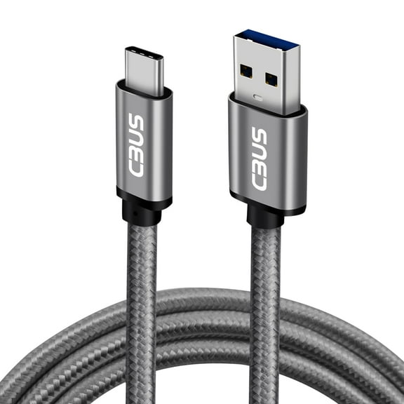 CBUS 3ft Heavy-Duty Braided Fast Charging Cable USB-C to USB-A for Samsung, Motorola, TCL, BLU, Nokia Cell Phones & Tablets (Gray)