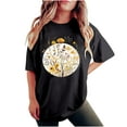 thumbnail image 2 of Spring Tops for Women LEBONYARD Womens Shirts Short Sleeve,Women's Fashion Summer Round Neck Drop Sleeves Leisure Short Sleeve Flower Printing Tops Black XXL, 2 of 7