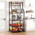 thumbnail image 1 of Alician Rustic Microwave Stand, 5-Tier Storage Rack with Adjustable Feet and Anti-Tip Kit, Engineered Wood, 1 of 9
