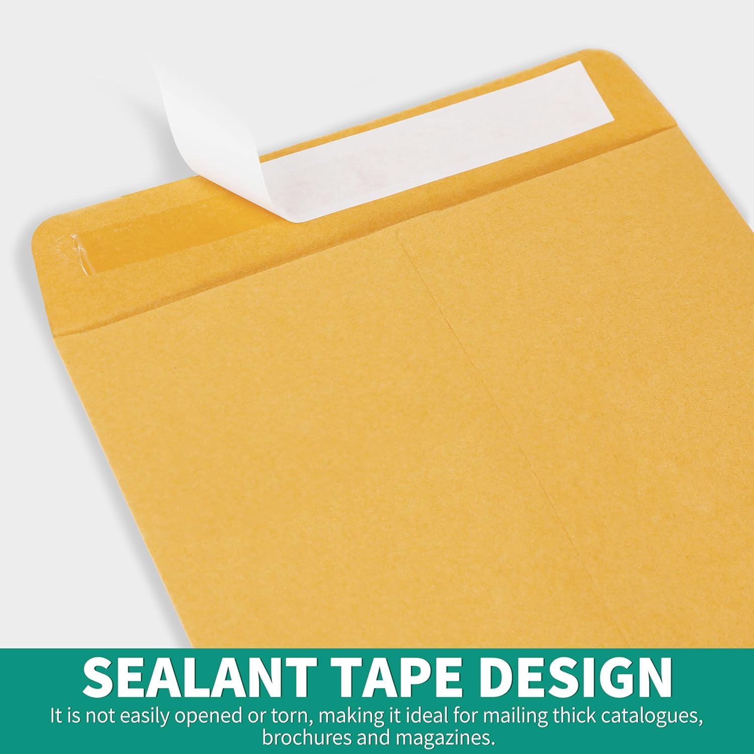 9x12 Catalog Mailing Envelopes - 100 Count, Self Seal Stay Flat Brown Kraft Envelopes, Heavy Duty Shipping Mailers for Documents, Photos & Letters, Peel & Seal Closure