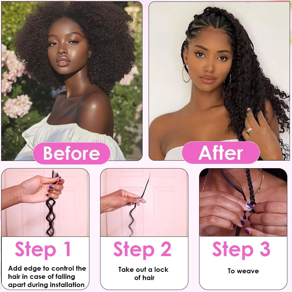 Human Braiding Hair for Boho Braids 20 Inch 110g 2 Bundles/Pack Deep Wave Boho Hair for Braiding 12A Curly 100% Unprocessed Brazilian Virgin Hair Extensions No Weft Knotless Bulk Braids