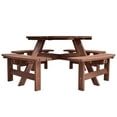 thumbnail image 6 of Costway 70.5" Durable Round Fir Wood Picnic Table Bench Set, Dark Brown, 6 of 10