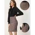 thumbnail image 2 of DARING DIVA Women's Tweed High Waist Plaid Pencil Skirts S Burgundy, 2 of 6