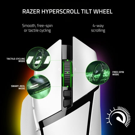 Basilisk V3 Pro Customizable Wireless Gaming Mouse with Razer HyperScroll Tilt Wheel - White