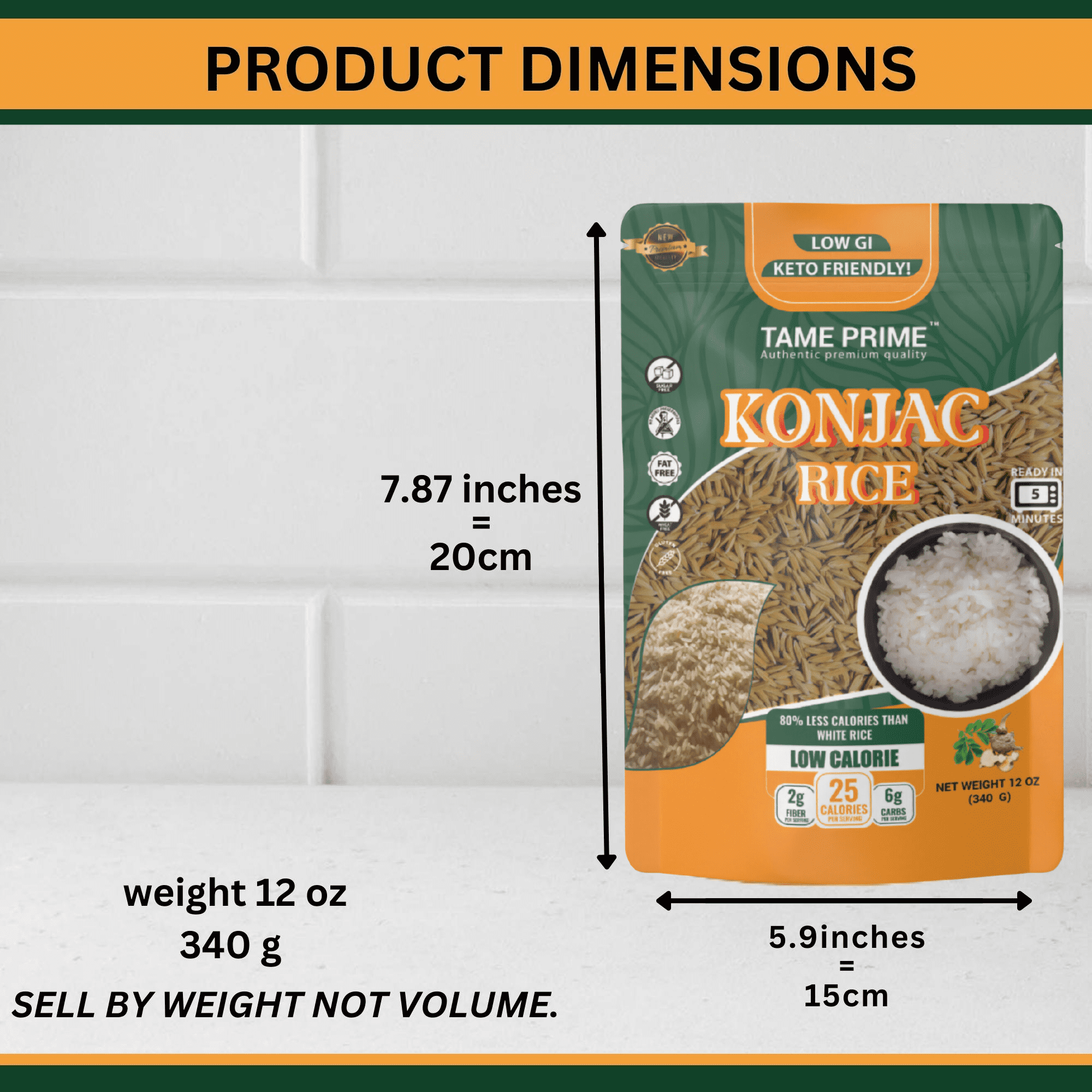 Dried konjac rice 12 oz, Keto Friendly,Low GI,80% less calories than white rice.