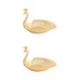 thumbnail image 2 of Becaristey Stylish Metal Serving Tray Peacock Fruit Plate Table Centerpiece Home Decor Gold 16x3cm 2Set, 2 of 6