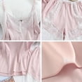 thumbnail image 5 of Women Sleepwear Lingerie Sling Simulation Silk Satin Pajamas Cami Shorts Set Nightwear Casual Wear Two-piece Pj Set, 5 of 5