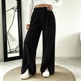 thumbnail image 2 of Casual Pants for Women Baeitkot High Waist Slit Hem Wide Leg Trousers with Pockets for Daily Wear Black M, 2 of 9