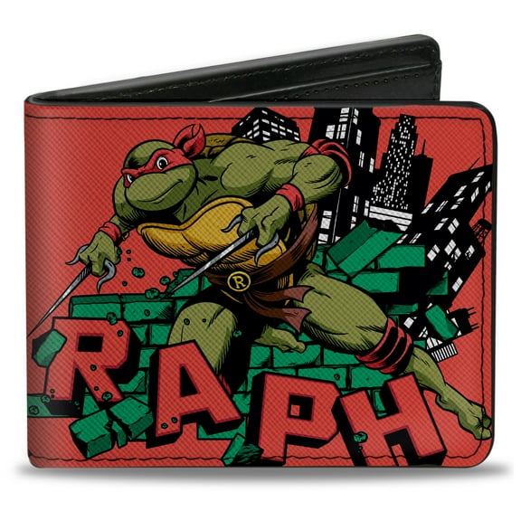 Nickelodeon Wallet, Bifold, Teenage Mutant Ninja Turtles Raph Action Pose Red, Vegan Leather