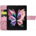 thumbnail image 6 of for Samsung Galaxy Z Fold5 Wallet Case for Women Girls, Shiny Butterfly Flower PU Leather Cover with Card Slot Holder Flip Phone Case for Samsung Galaxy Z Fold 5 Rhinestone Pink, 6 of 18