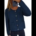 thumbnail image 4 of Suéteres de Punto para Mujer, Moda de Otoño, Larga, Botones, Chaqueta Informal de Moda, Ropa de Invierno. Azul Oscuro M, 4 of 9