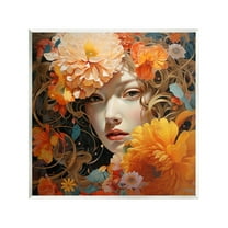 Stupell Industries Woman & Scattered Blossoms Botanical & Floral Painting Unframed Art Print Wall Art, 12 x 12