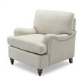thumbnail image 2 of Upholstered Accent Chair, Single Sofa Chair with English Roll Arm and Thick Cushion, Modern Reading Chair with Solid Wood Legs, Lounge Chair for Living Room Bedroom Office, Light Beige, 2 of 7