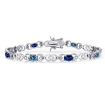 Gem Stone King 925 Sterling Silver Persian Blue Moissanite and Blue Created Sapphire and Lab Grown Diamond Bracelet for Women | 4.21 Cttw | Gemstone Birthstone | Oval 6X4MM | Length 7.25 inches