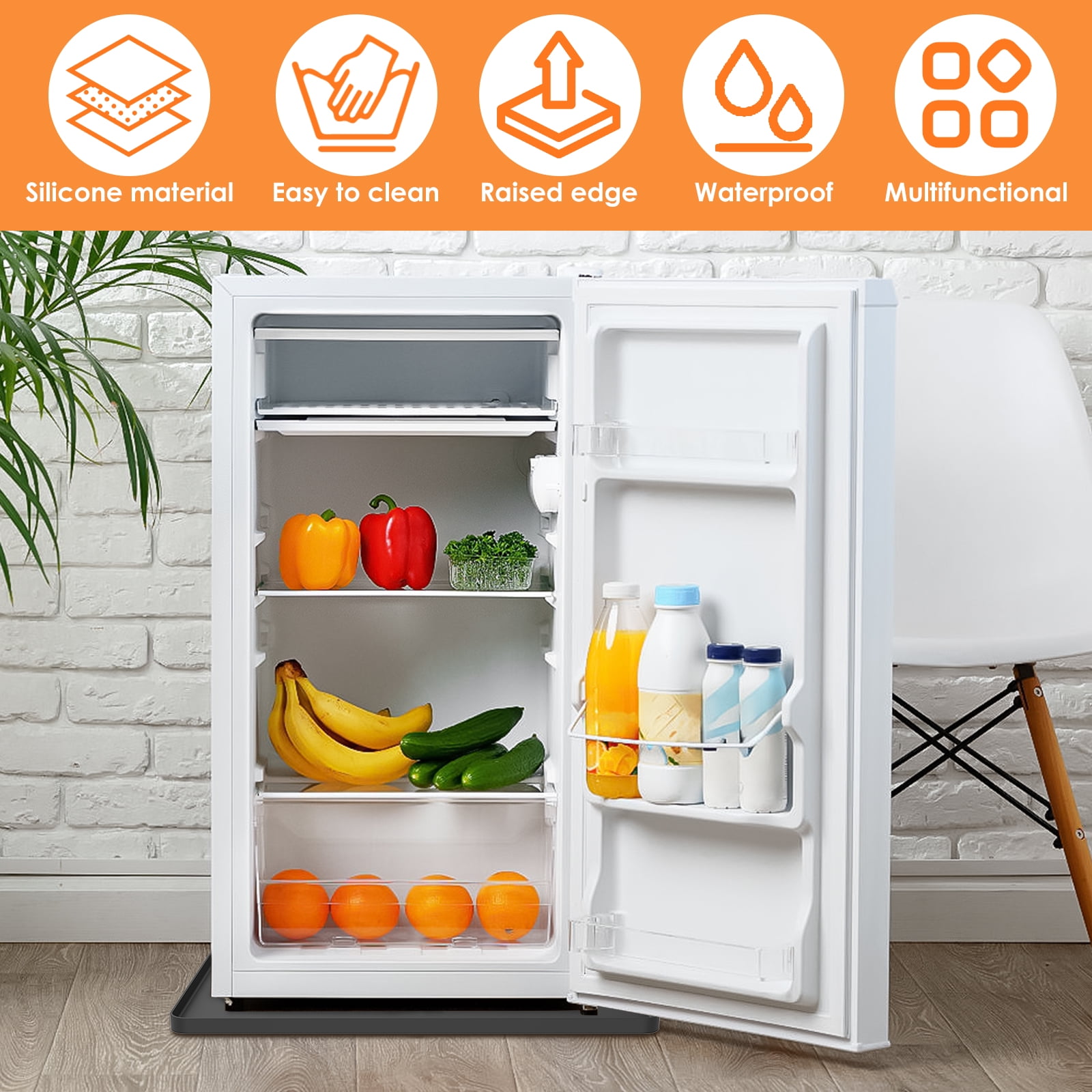 AEVXKHI Mini Fridge Mat Nonslip Under Refrigerator Mat with Raised Edges Silicone Mini Fridge Drip Tray Multifunctional Refrigerator Floor Protector for Shelf Drawer Countertop