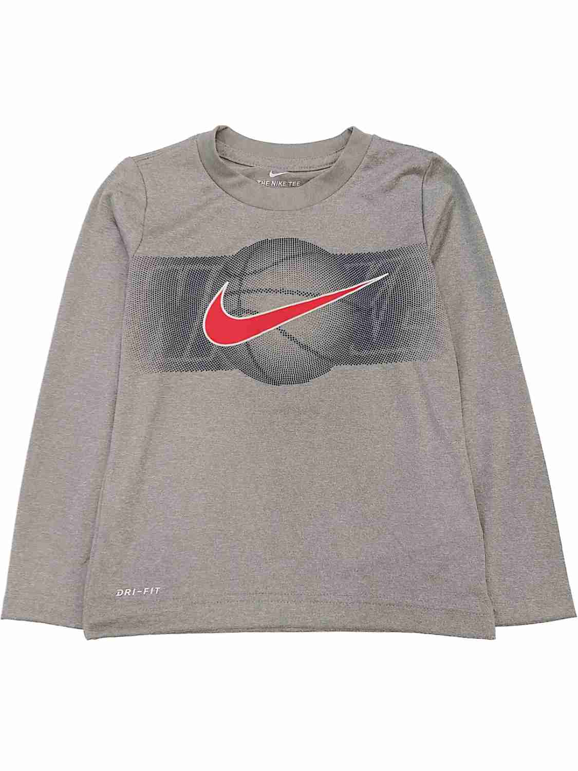 gray and red nike shirt