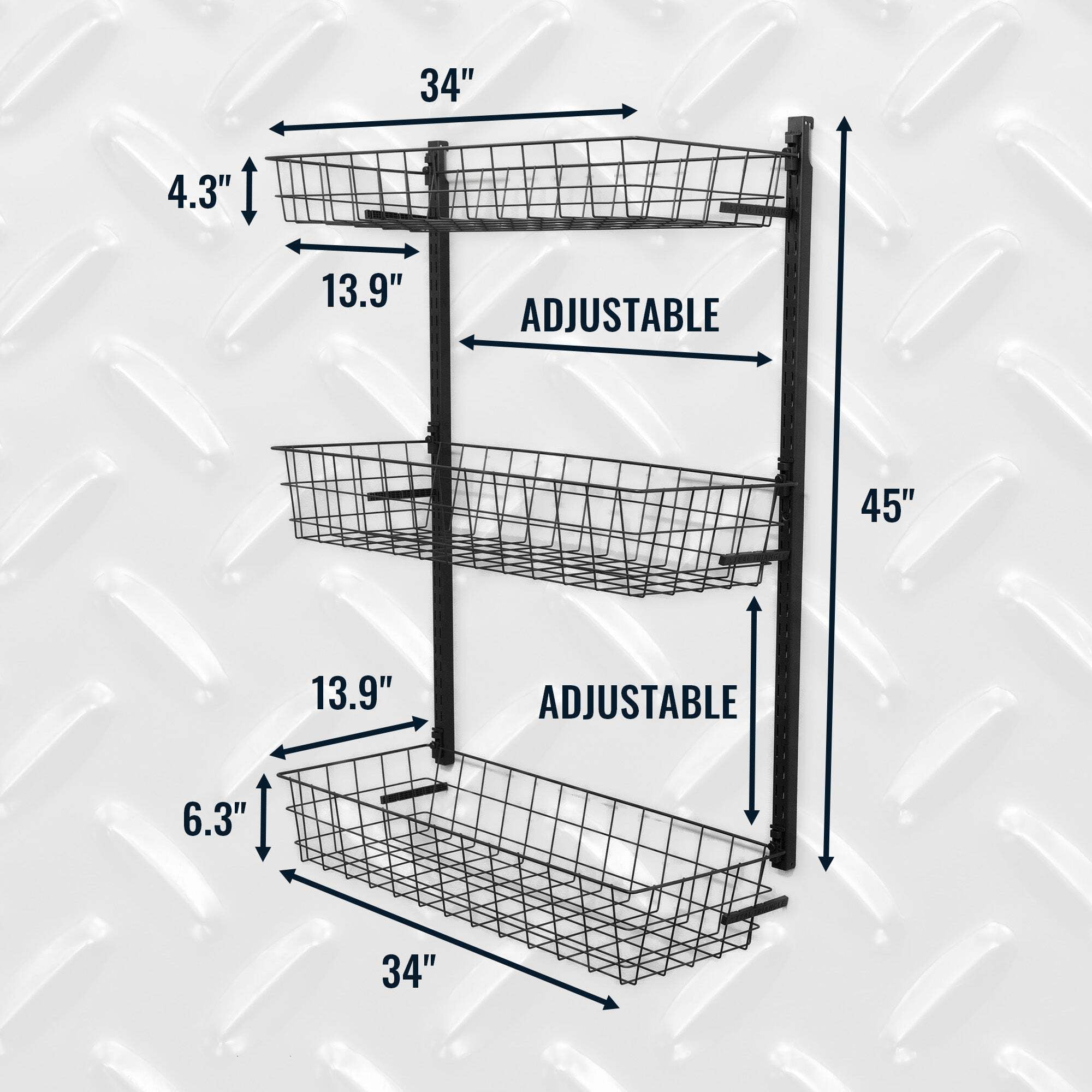 Heavy-Duty Steel Large Basket Wall Mount Bin Organizer for Garage Organization & Storage, Shelving Storage