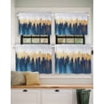 thumbnail image 2 of Abstract Color Block Short Blackout Curtains 24 Inch Long Blue Block Gradient Gold Modern Rod Pocket Kitchen Curtains, 2 Panels Thermal Insulated Room Darkening Drapes for Bedroom, 42"W x 24"L, 2 of 5