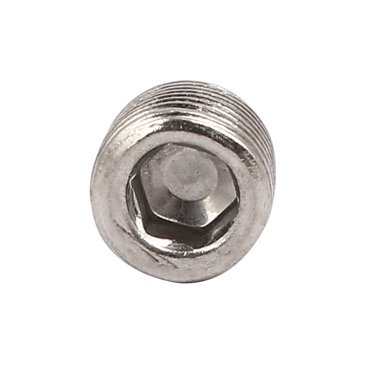 Uxcell 1/8 BSP Male Thread Hex Socket Grub Screw - Flat Head, Metal, Silver Tone (2-Pack)