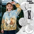 thumbnail image 6 of Uorisanigo Girls Half Zip Sweatshirt Oversized Running Horse Long Sleeve Pullover Crop Tops for Teen Girl, Soft Kids Quarter Zip Hoodies for Fall Winter Spring, Size 11-12, 6 of 7