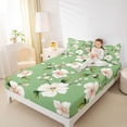 thumbnail image 3 of Erosebridal Dreamy White Flower Queen Sheet Sets for Girls, GreenBed Set, 4 Pieces, 1 Flat Sheet 1 Fitted Sheet and 2 Pillowcases, 3 of 5