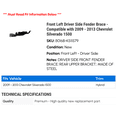 thumbnail image 2 of Front Left Driver Side Fender Brace - Compatible with 2009 - 2013 Chevy Silverado 1500 2010 2011 2012, 2 of 2