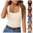 thumbnail image 6 of Gerichy Womens Summer Tops, Women Sleeveless Tops Summer Knit Tank Casual Ribbed Square Neck Blouse Basic Tanks Trendy Solid Color Tee, 6 of 6