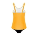 thumbnail image 5 of VEKDONE Tankini Swimsuit for Women Two Piece Sleeveless Scoop Neck Solid Color Tank Tops with Bottoms Casual Stretch Chest Pad Bathing Suit Athletic Set Yellow XXL, 5 of 5