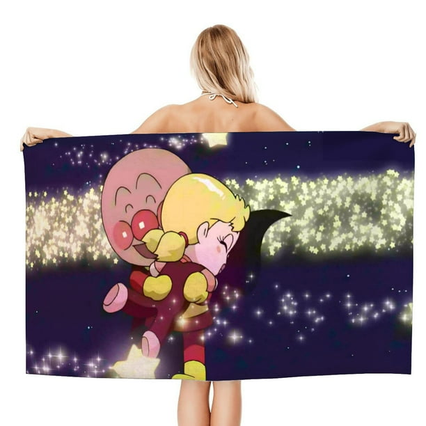 Anpanman Toalla de playa de secado rápido con diseño temático, regalo para mujeres y niñas, ideal para cumpleaños, fans, amantes de la música, uso en la playa o al aire libre, 78 × 160 cm