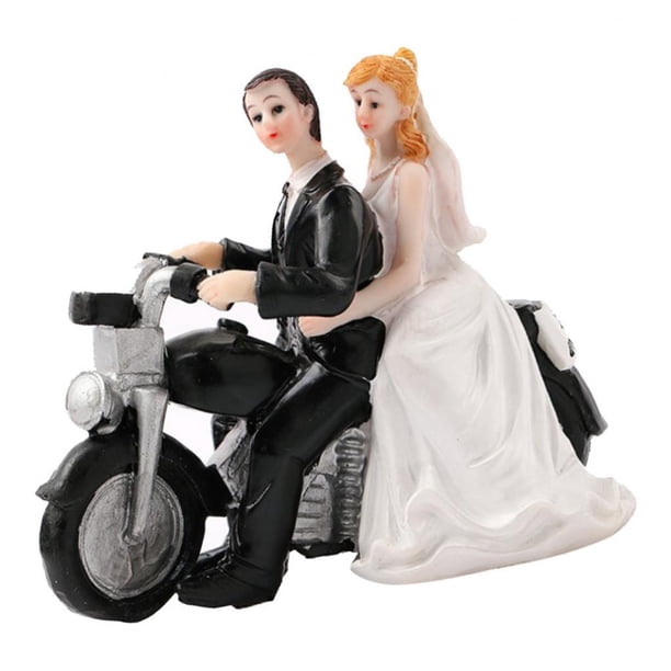 Inteprter Wedding Bride Groom Couple Motorcycle Resin Topper Figurine Decoration Cake Kits de decoración para fiestas