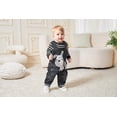 thumbnail image 5 of LvYinLi Lindo traje de ropa para bebé niño camiseta de manga larga a rayas+mono de mezclilla mono pantalones conjuntos (9-14 meses negro oscuro), 5 of 5