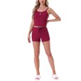 thumbnail image 2 of INSPIRE CHIC Womens Pajamas Ribbed Knit Lace Trim Camisole Sleeveless Tank Top with Shorts Sleepwear Lounge Sets M Red, 2 of 6